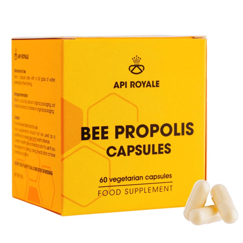 API ROYALE - Bee Propolis Capsules - Natural Immune Support and Skin Health Supplement - 60 Vegetarian Capsules